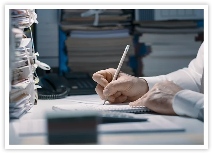 consultor de empresas escrevendo